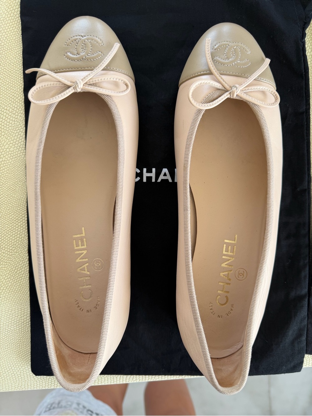 RARE COOL CHANEL nudish pink color and Taupe Two-Tone Cap-Toe Ballet Flats - Picture 5 of 7